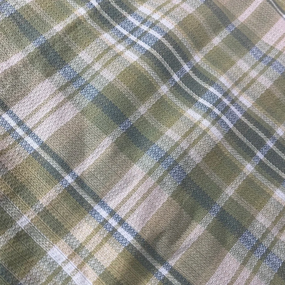 Vtg Park Designs Green Plaid Woven Window Valance 68x14 Farmhouse Country